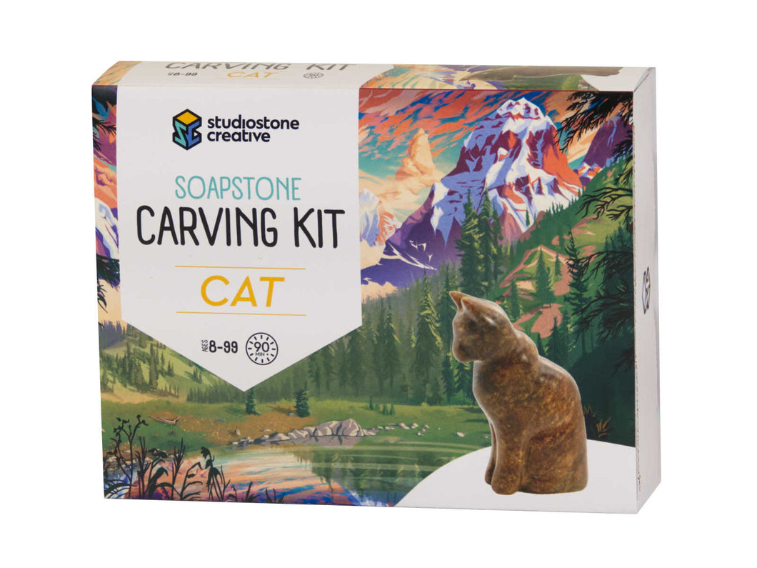 Cat Soapstone Carving Kit by Studiostone Creative