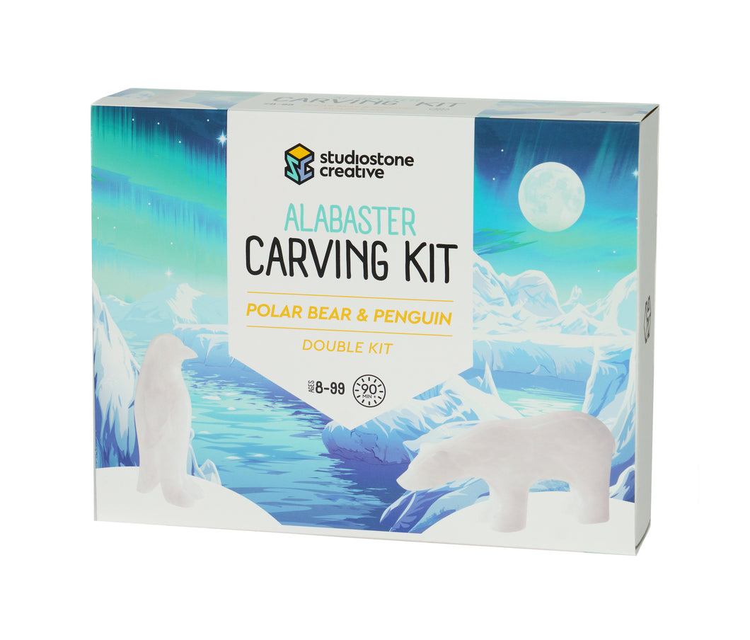 Double Kit: Polar Bear & Penguin alabaster carving kit