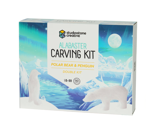 Double Kit: Polar Bear & Penguin alabaster carving kit