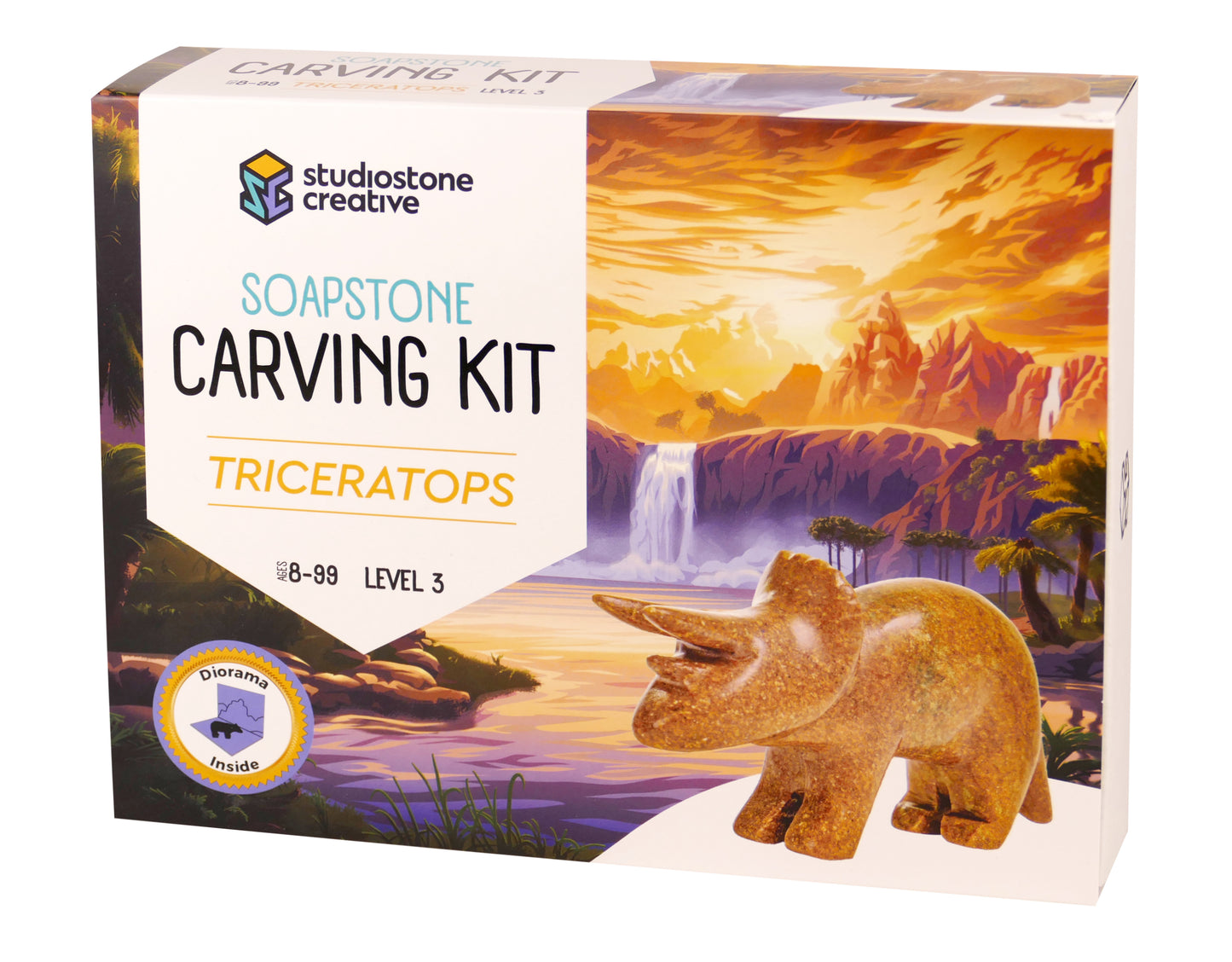 Triceratops Soapstone Carving Kit by Studiostone Creative